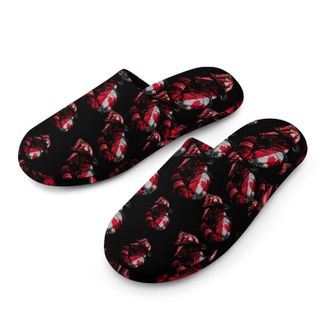 Generic Firefighter Canadian Flag Mens Cozy Memory Foam Slippers Warm Cotton House Shoes Comfy Slipper for Indoor Outdoor