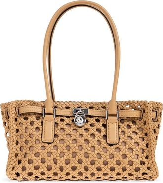 Michael Kors Shoulder Bags, female, Brown, Size: ONE SIZE Hamilton Moderne Small Hand-Woven Satchel