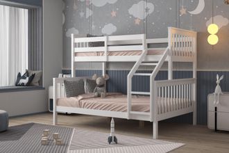 Flair Zoom Wooden Triple Bunk Bed in White | Size: Single