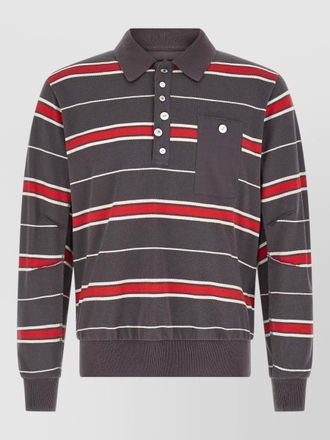 Undercover striped polo shirt chest pocket ribbed trims