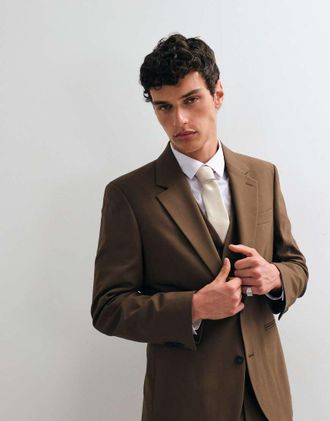 Asos Giacca da abito slim marrone medio