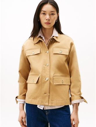 Tommy Hilfiger Womens Gold-Button Field Jacket - Beige - XXL