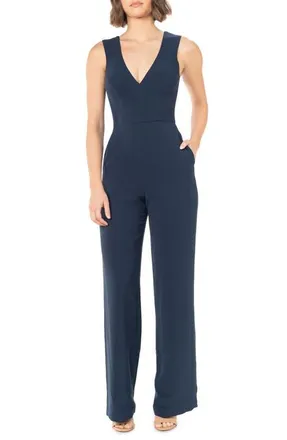 Dress The Population Sandra Jumpsuit in Navy at Nordstrom, Size Xx-Large
