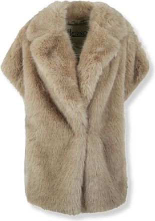 Herno Chaleco de Pelo Largo con Tacto de Piel - Jackets - Mujer - Beige - S