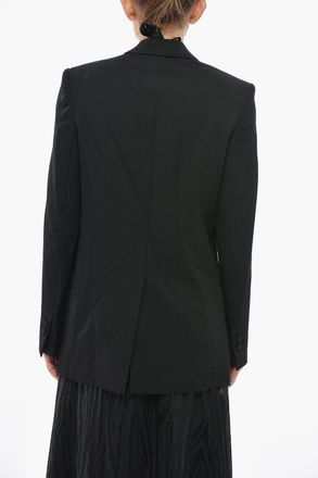 Stella McCartney Blazer Doppiopetto LUISA in Lana con Rever a Lancia e Nastro Ricamato Stella McCartney
