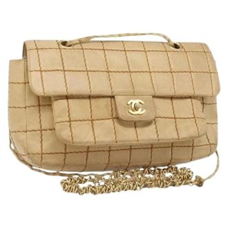 Chanel Pre-owned Handbags, female, Beige, Size: ONE SIZE Pre-owned Vintage Shoulder Bag