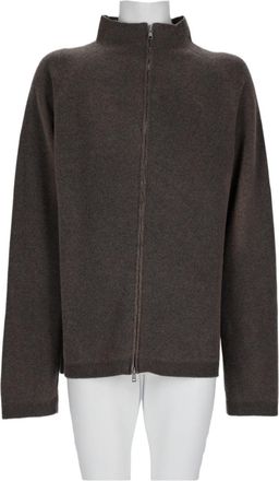 Our Legacy Knitted Grey Merino Wool Sweater with High Collar