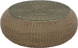 Vente-Unique Tavolino da giardino in Resina intrecciata Naturale scuro - WHITEHEAVEN di MYLIA