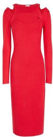 8 by YOOX VISCOSE BLEND LONG SLEEVE CUT OUT KNIT MIDI DRESS