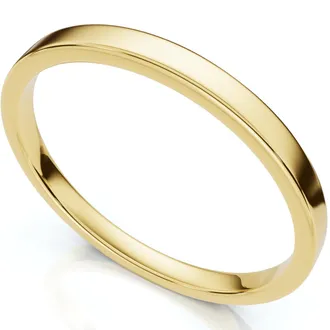 Pompeii3 2mm Flat High Polished Wedding Band 14K Yellow Gold Size Selectable