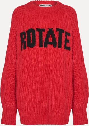 Rotate Birger Christensen gebreid logo damessweatshirt in rood