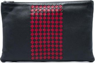 Bottega Veneta Pre-owned Bottega Veneta Intrecciato Trimmed Bicolor Nappa Clutch Ladies M7CI0E42BVSG17OP
