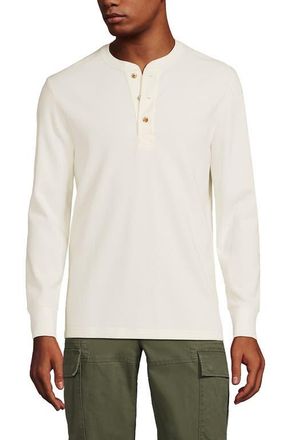 Lands End Long Sleeve Thermal Waffle Henley in Ivory at Nordstrom, Size Xx-Large