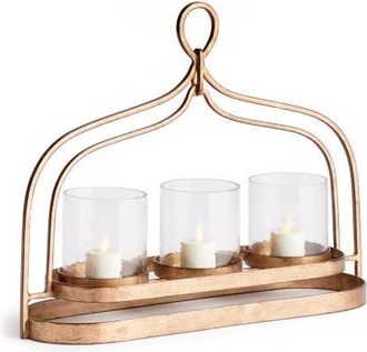 Napa Home & Garden Amara 3-Candle Hurricane in Gold at Nordstrom
