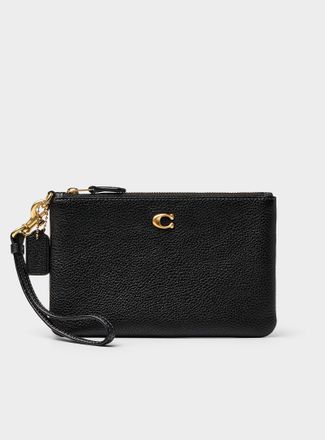 Coach Womens Leather zip clutch with wrist strap