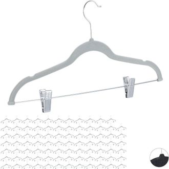 Relaxdays Pack De 84 Perchas Ropa Con Pinzas Y Giro De 360&ordm;, Metal, Gris, 43 Cm
