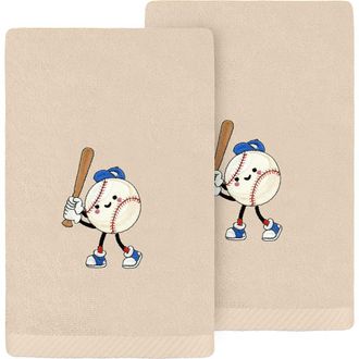 Linum Home Textiles 2-Pack Embroidered Hand Towel in Sand Baseball at Nordstrom Rack