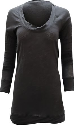 DKNY Scoop Neck Long Sleeves Top in Dark Gray Wool