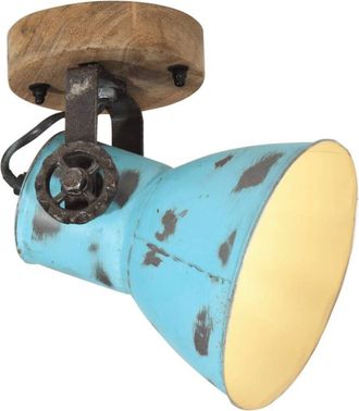 vidaXL L&aacute;mpara De Pared Azul Desgastado 25 W E27 11,5x11,5x25 Cm Vidaxl