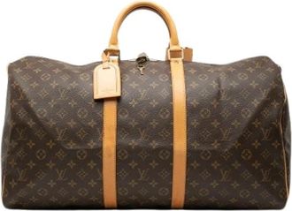 Louis Vuitton Pre-owned Keepall 55 - Dames - Vintage Weekendtas - Bruin - ONE Size - Leer - Vintage