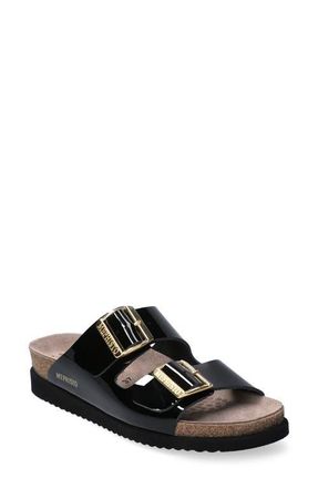 Mephisto Hester Slide Sandal in Black Vernis at Nordstrom, Size 10