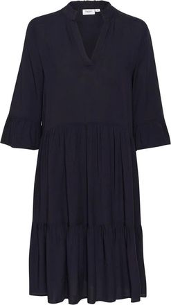 Saint Tropez Blauwe Diepe Effengeklede Jurk met Ruche - Dames - Korte kleedjes - Blauw - S - Kleedjes