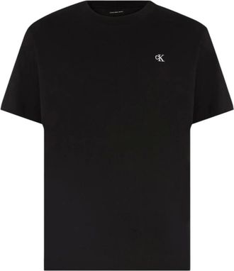 Calvin Klein Tops, Heren, Zwart, M, Katoen, Katoenen T-shirt met korte mouwen