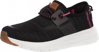 Hey Dude Womens Sirocco Stretch Sox Athletic Shoe In Black Onyx/pink