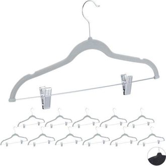 OEM 35 Perchas De Terciopelo Con Pinzas Para Abrigos, Pantalones, Vestidos Y Ropa, Gancho Giratorio De 360&deg;, 43 Cm, Antideslizantes, Color Gris