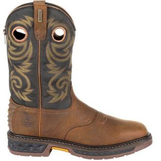 Georgia Boot Carbotec Lt Waterproof Pullon Work Boot in Black And Brown at Nordstrom, Size 10.5