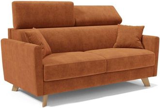 Divani.Store Francy Sof&aacute; Cama Con Reposacabezas Ajustables 160 Cm (mat. 120x197) Naranja