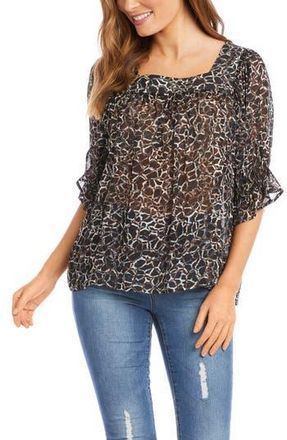Karen Kane Geo Print Square Neck Chiffon Blouse at Nordstrom Rack, Size X-Small