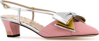 Valentino Garavani Womens Pink Fabric Bowow Pumps Bubblesilveroldgold Scarpe Con Tacco High Heel Shoes