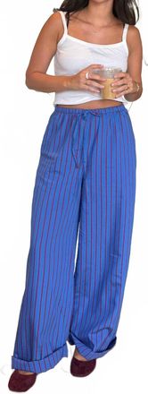 FRNCH Edeline Blue And Red Striped Drawstring Wide Leg Pants