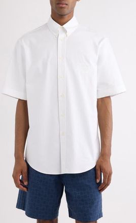 Givenchy Short Sleeve Cotton Button-Down Shirt in White at Nordstrom, Size 43