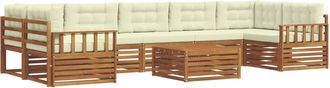 vidaXL Conjunto De Sof&aacute;s De Exterior 8 Uds. Natural Y Crema Vidaxl