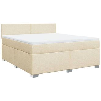 vidaXL Cama Box Spring Con Colch&oacute;n Tela Color Crema 180x200 Cm Vidaxl
