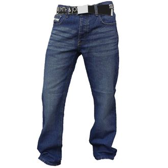 Smith & Jones Smith & Jones Boot Cut Canvas Belted Jeans - Darkwash Blue-W28-Short
