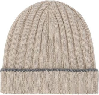 Brunello Cucinelli Mens Beige Cashmere Beanie Accessory