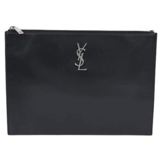 Saint Laurent Pre-owned Clutches, female, Black, Size: ONE SIZE Pre-owned Monogram Tablet Pouch