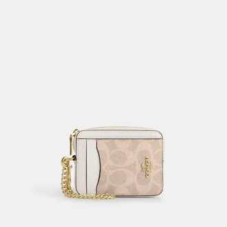 Coach Zip Card Case In Signature Canvas