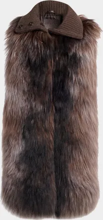 Giorgio Armani Shearling Vest with Knit Collar