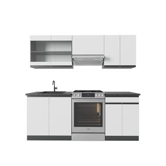 Vicco Mueble De Cocina R-line, Blanco/antracita, 200 Cm, Et Antracita