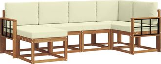 vidaXL Conjunto De Sof&aacute;s De Exterior 6 Uds. Natural Y Crema Vidaxl