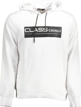 Cavalli Hoodie zonder rits- wit- printlogo - Heren - Hoodies - Wit - 2XL - Hoodies & sweatvesten