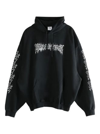 VETEMENTS graphic-print cotton-blend hoodie - Black