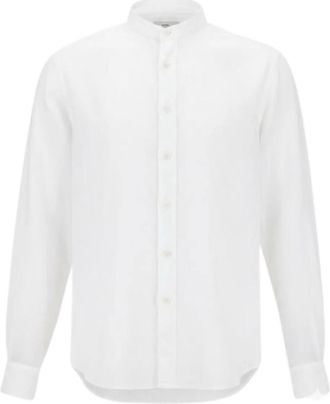 Aspesi Band Collar Linnen Shirt - Heren - Zakelijke Overhemden - Wit - 3XL - Linnen - Overhemden