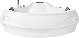 Beliani Beliani - Ba&ntilde;era De Hidromasaje Blanca De Acr&iacute;lico Sanitario Con Led 210 X 145 Cm Moderna Monaco