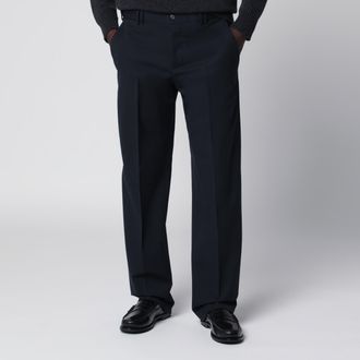 Pantaloni Torino Blue Wool-Blend Trousers