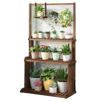 OEM Soporte Para Plantas, Dise&ntilde;o De 3 Niveles, Organizador Que Ahorra Espacio, Color Caqui